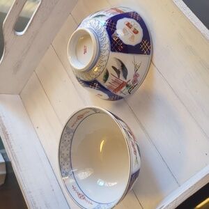 Vintage Japanese Imari Porcelain Rice Soup Bowl 6.25" Set Of Two